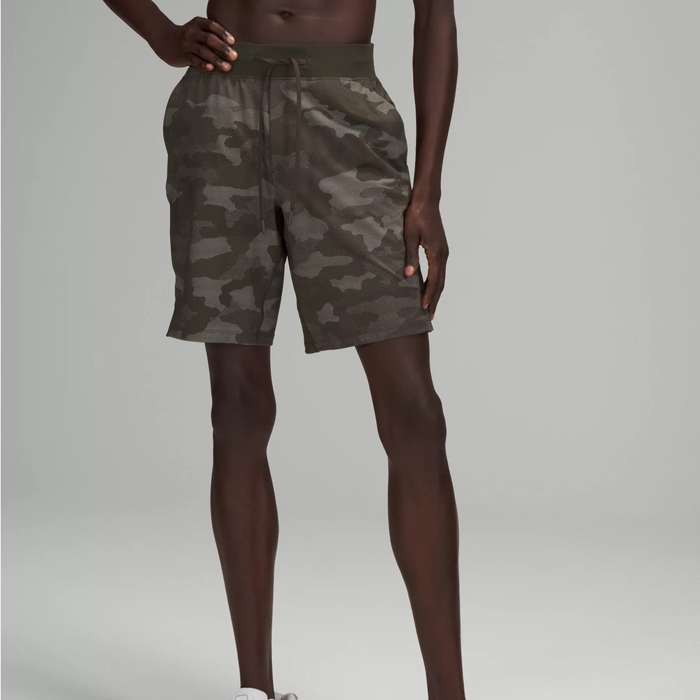 Lululemon T.H.E. Linerless Short 9” Variegated Mesh Camo Max Dark Olive …